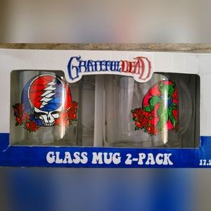 Grateful Dead DANCING BEAR & STEAL YOUR FACE Set of 2 Handled Mugs Cups NEW